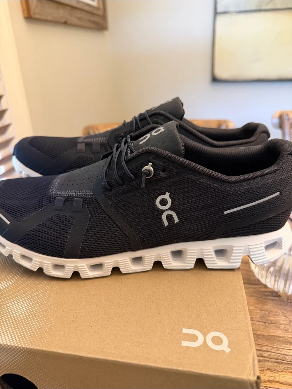 On Running Black and White Men's Athletic Sneakers - Picture 2 of 3